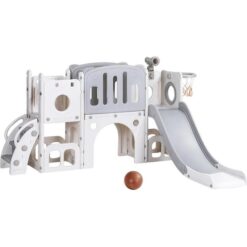 Keezi Kids Slide Swing Set Ball Hoop Rings Football Outdoor Toys