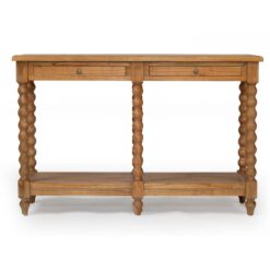 Ledcourt White Cedar Timber Parquetry Top Bobbin Console Table, 130cm, Weathered Oak