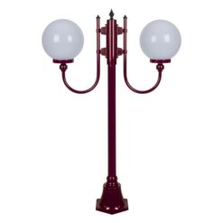 Lisbon Italian Made IP43 Exterior Up Post Light, 2 Light, Style A, 126cm, Burgundy