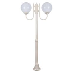 Lisbon Italian Made IP43 Exterior Up Post Light, 2 Light, Style B, 189cm, Beige