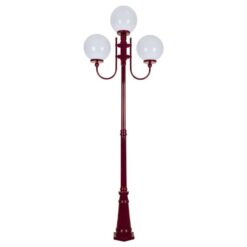 Lisbon Italian Made IP43 Exterior Up Post Light, 3 Light, Style B, 254cm, Burgundy