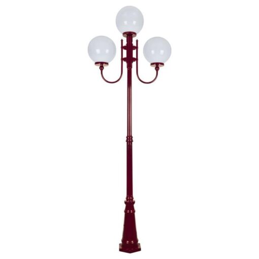 Lisbon Italian Made IP43 Exterior Up Post Light, 3 Light, Style B, 254cm, Burgundy