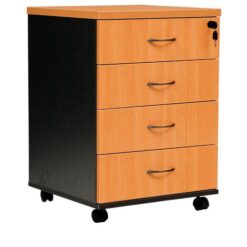 Logan 4 Drawer Mobile Pedestal, Beech / Black