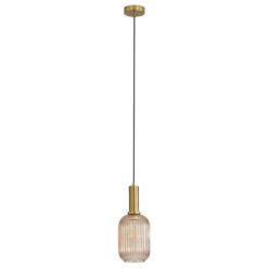 Luxe Ribbed Glass Pendant Light, Amber