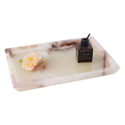 Marcellus Marble Rectangular Tray, White Onyx
