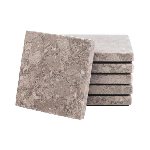 Marcellus Marble Square Coaster, Set of 6, Grey