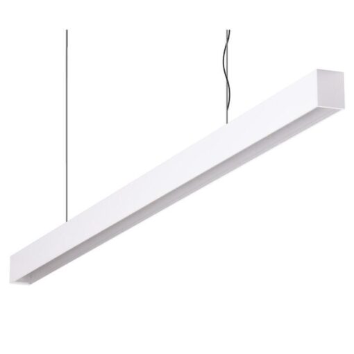 Maxi-40 Aluminium Dimmable LED Linear Pendant Light with Flat Clear Diffuser, 24W, 4000K, White