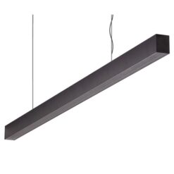 Maxi-40 Aluminium Dimmable LED Linear Pendant Light with Flat Clear Diffuser, 48W, 4000K, Black