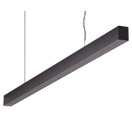 Maxi-40 Aluminium Dimmable LED Linear Pendant Light with Flat Clear Diffuser, 48W, 4000K, Black