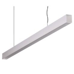 Maxi-40 Aluminium Dimmable LED Linear Pendant Light with Flat Clear Diffuser, 48W, 4000K, Silver