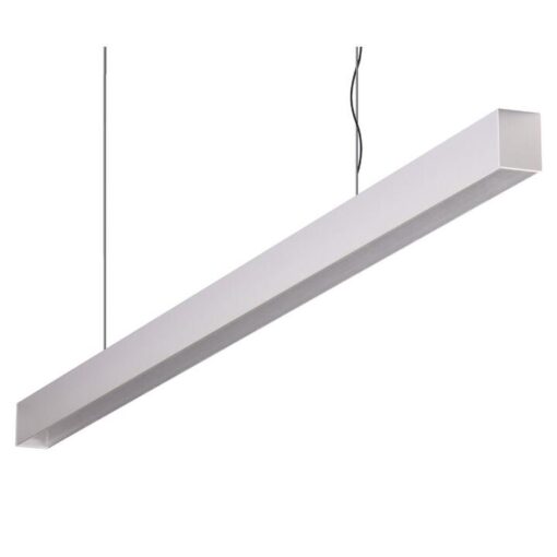 Maxi-40 Aluminium Dimmable LED Linear Pendant Light with Flat Clear Diffuser, 48W, 4000K, Silver