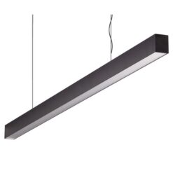 Maxi-40 Aluminium Dimmable LED Linear Pendant Light with Flat Prismatic Diffuser, 48W, 3000K, Black