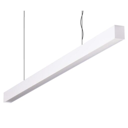 Maxi-40 Aluminium Dimmable LED Linear Pendant Light with Flat Prismatic Diffuser, 48W, 3000K, White
