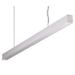 Maxi-40 Aluminium Dimmable LED Linear Pendant Light with Flat Prismatic Diffuser, 48W, 4000K, Silver