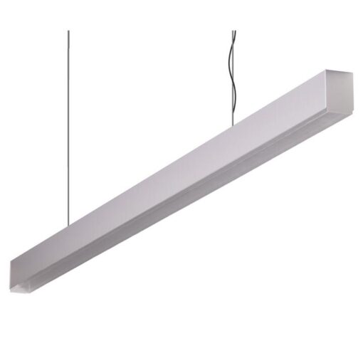 Maxi-40 Aluminium Dimmable LED Linear Pendant Light with High Clear Diffuser, 24W, 3000K, Silver