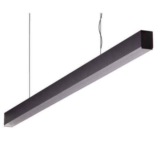 Maxi-40 Aluminium Dimmable LED Linear Pendant Light with High Clear Diffuser, 48W, 3000K, Black