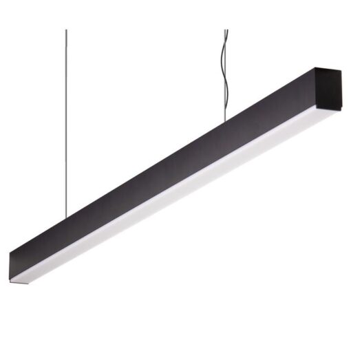 Maxi-40 Aluminium Dimmable LED Linear Pendant Light with High Frosted Diffuser, 24W, 3000K, Black