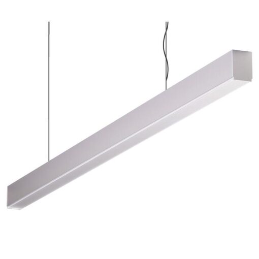 Maxi-40 Aluminium Dimmable LED Linear Pendant Light with High Prismatic Diffuser, 34W, 4000K, Silver