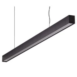 Maxi-40 Aluminium Dimmable LED Linear Pendant Light with Low Clear Diffuser, 24W, 3000K, Black