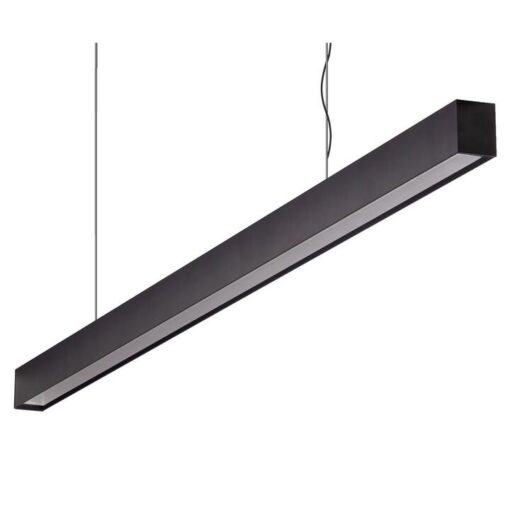Maxi-40 Aluminium Dimmable LED Linear Pendant Light with Low Clear Diffuser, 24W, 3000K, Black