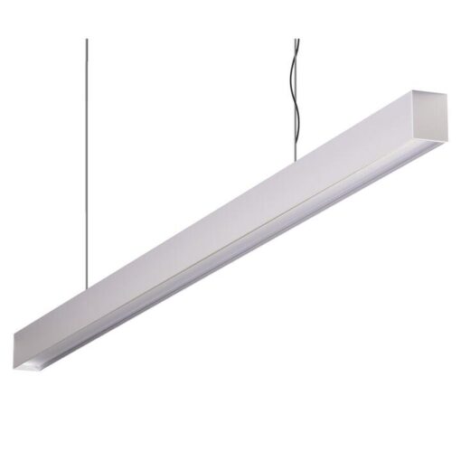 Maxi-40 Aluminium Dimmable LED Linear Pendant Light with Low Prismatic Diffuser, 24W, 3000K, Silver