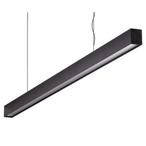 Maxi-40 Aluminium Dimmable LED Linear Pendant Light with Low Prismatic Diffuser, 34W, 3000K, Black