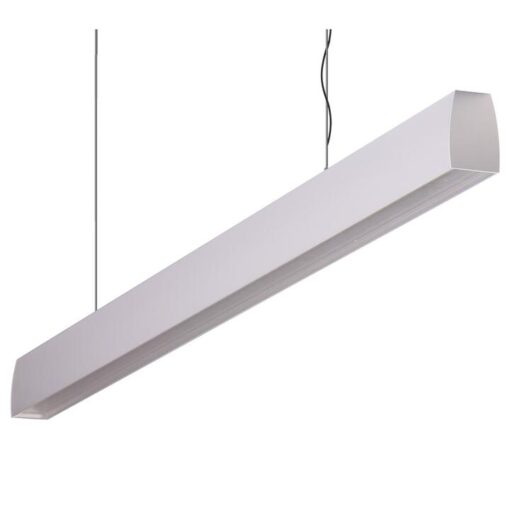 Maxi Curve Aluminium Dimmable LED Linear Pendant Light with Clear Diffuser, 48W, 3000K, Silver