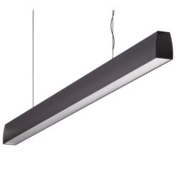 Maxi Curve Aluminium Dimmable LED Linear Pendant Light with Prismatic Diffuser, 48W, 4000K, Black
