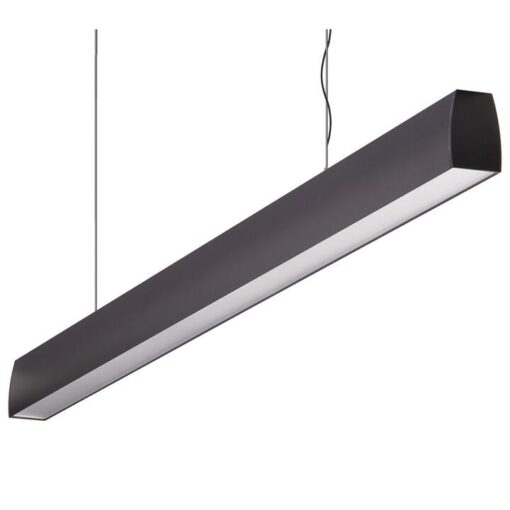 Maxi Curve Aluminium Dimmable LED Linear Pendant Light with Prismatic Diffuser, 48W, 4000K, Black