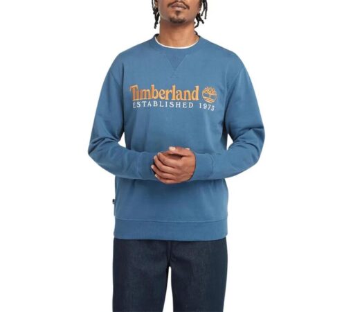 Men's Established 1973 Embroidered Logo Crew Neck Sweatshirt Blue