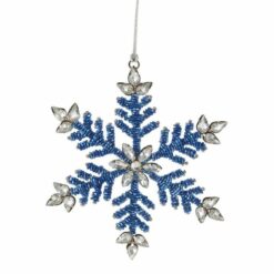 Midnight Beaded Snowflake Hanging Bauble