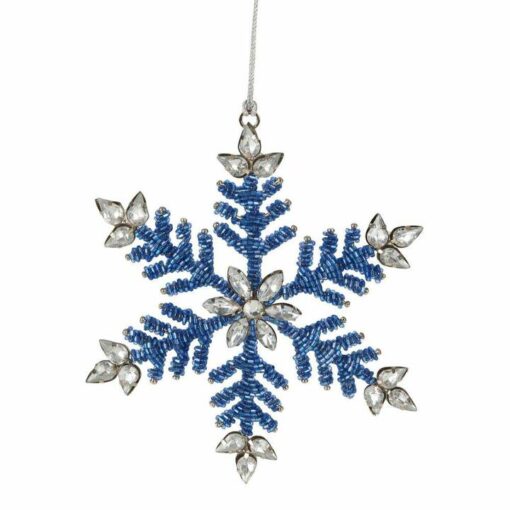 Midnight Beaded Snowflake Hanging Bauble