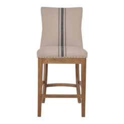 Minas Linen & Oak Counter Stool, Blue Stripe