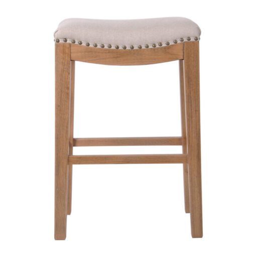 Minas Linen & Oak Saddle Counter Stool, Plain