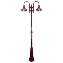 Monaco Italian Made IP43 Exterior Post Light, 2 Light, 240cm, Burgundy
