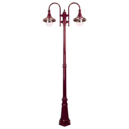 Monaco Italian Made IP43 Exterior Post Light, 2 Light, 240cm, Burgundy