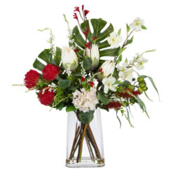 Myaree Artificial Native Mixed Flatback Arrangement in Glass Vase, 90cm