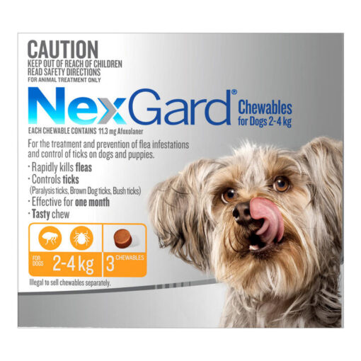 Nexgard Chewables For Very Small Dogs (2 - 4 Kg) Orange 6 Chews (Exp: 12/2025)