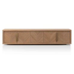Oran Wooden 4 Door TV Unit, 223cm, Dusty Oak