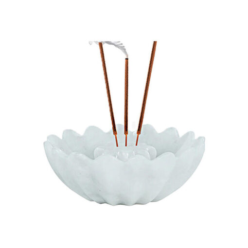 Orvieto Marble Flower Incense Holder, White