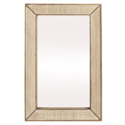 Raffles Timber & Rattan Frame Rectangular Wall Mirror, 100cm