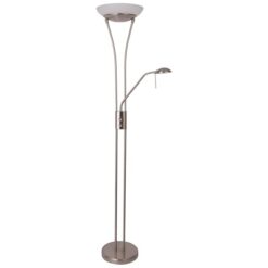 Reed LED Mother & Child Metal Floor Lamp, Satin Chrome