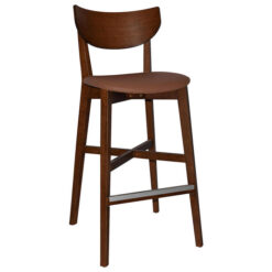 Rialto Commercial Grade Timber Bar Stool, Vinyl Seat, Light Walnut / Tan