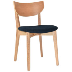 Rialto Commercial Grade Timber Dining Chair, Gravity Fabric Seat, Natural / Navy