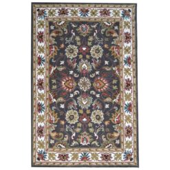 Shana Handmade Wool Kashan Rug, 160x110cm, Grey / Ivory