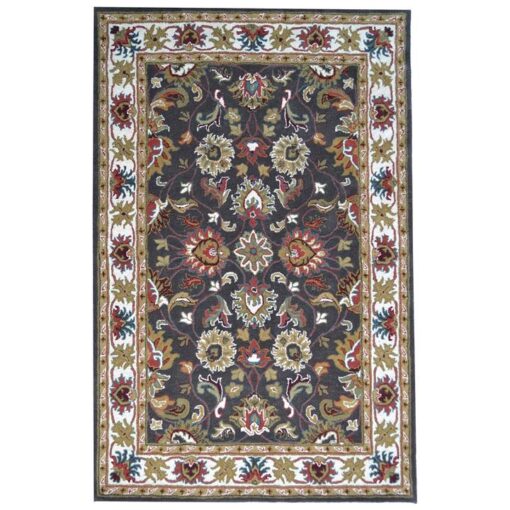 Shana Handmade Wool Kashan Rug, 160x110cm, Grey / Ivory