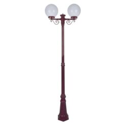 Siena Italian Made IP43 Exterior Post Light, Tall, 2 Light, 25cm, Burgundy