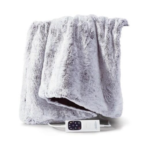 Sunbeam Feel Perfect Faux Fur Heated Throw - Grey