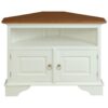Tasmania Mahogany Timber 2 Door Corner TV Stand, 90cm, Caramel / White