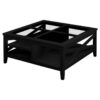Winford Rubberwood Timber Square Coffee Table with Glass Top, 100cm, Black